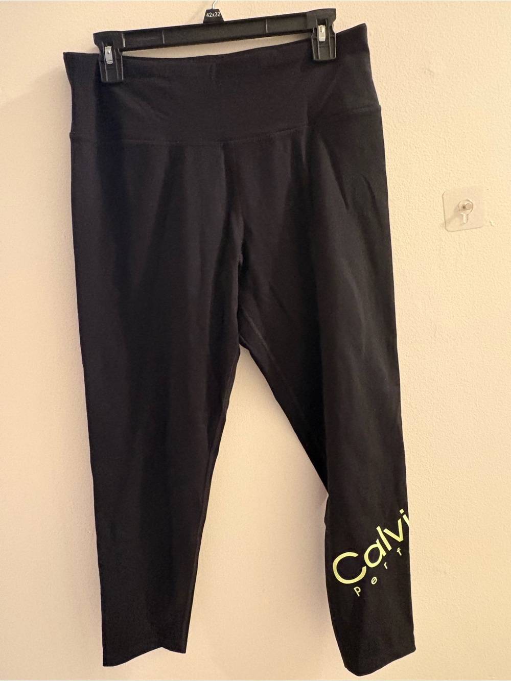 Calvin Klein Black Leggings with Neon Logo